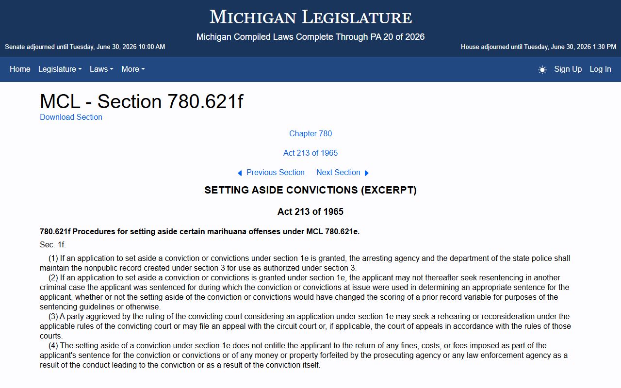 Isabella County Clerk court records set-aside conviction statute