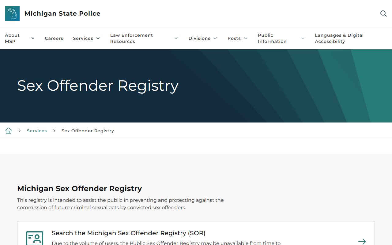 Isabella County arrest records state sex offender registry
