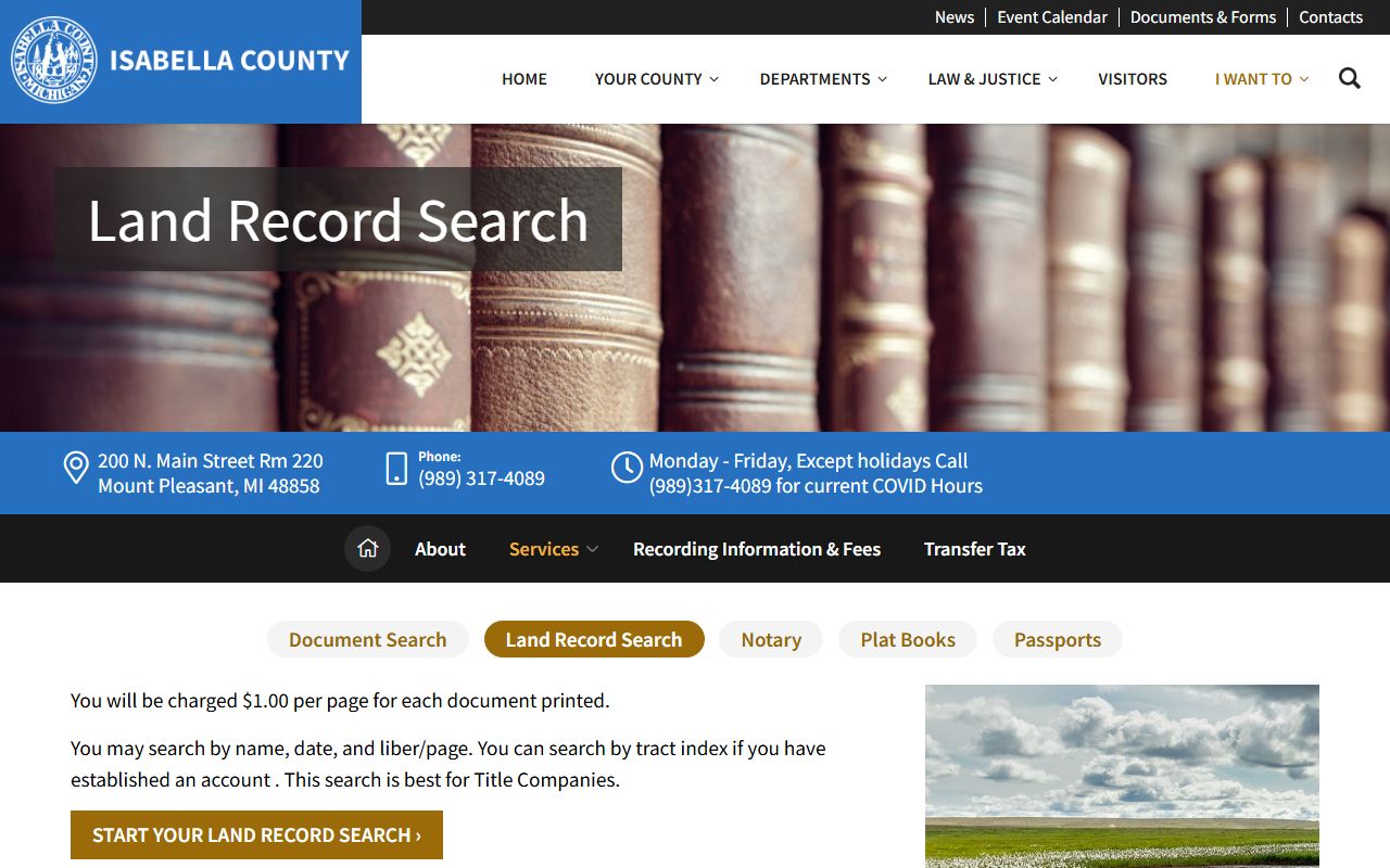 Isabella County court records land record search portal from the Register of Deeds