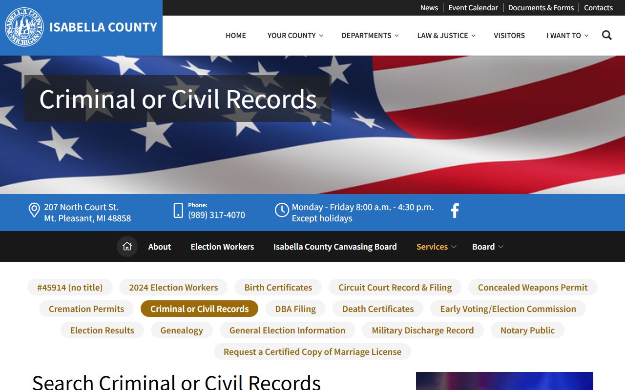 Isabella County criminal court records criminal and civil records service