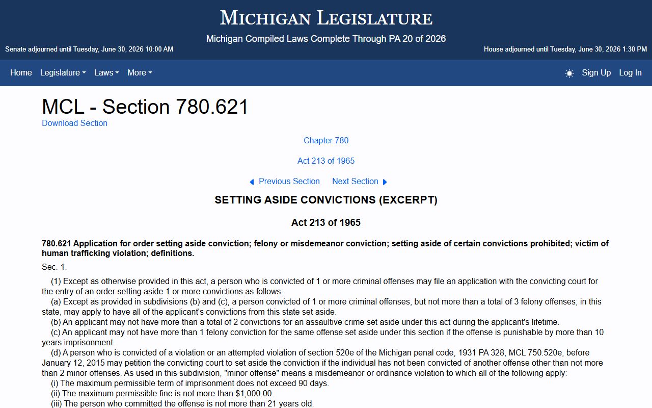 Isabella County criminal court records expungement framework