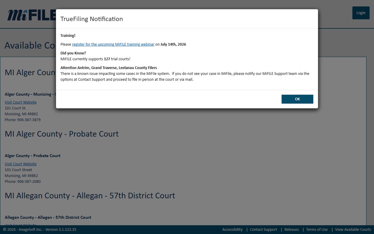 Isabella County District Court records e-filing court directory