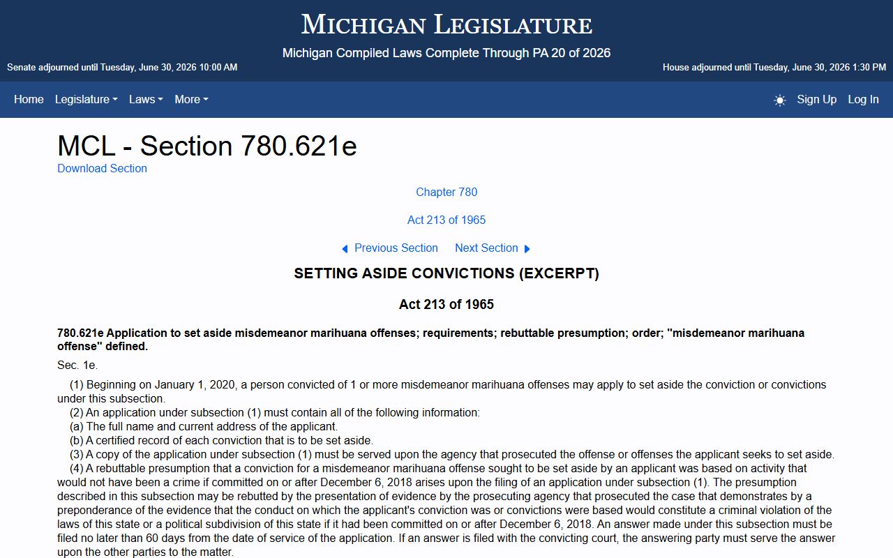 Isabella County Circuit Court records expungement eligibility statute