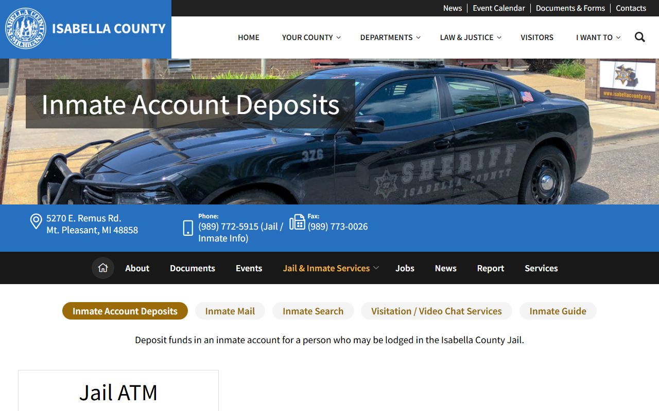 Isabella County inmate records account funding process
