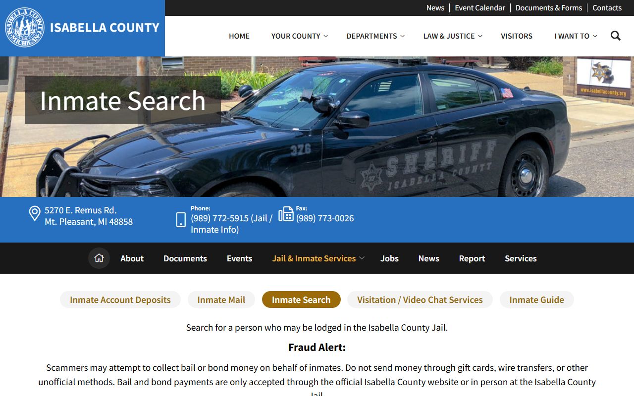 Isabella County inmate records search portal route