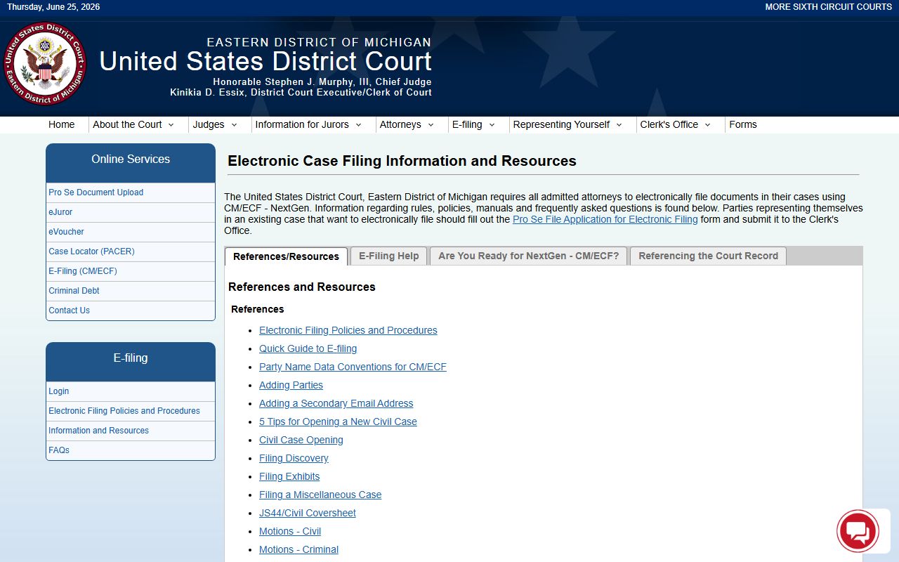 Isabella County divorce records federal e-filing resources page