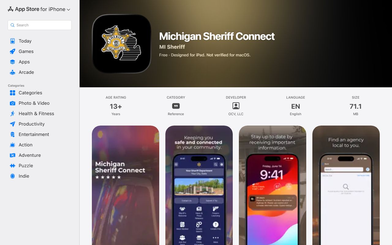 Isabella County probate records Michigan Sheriff Connect app page