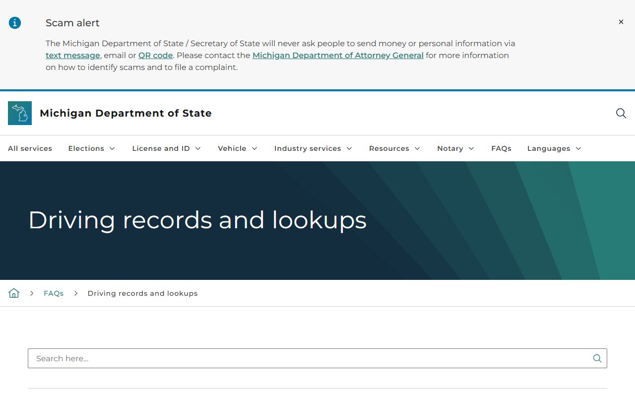 Isabella County traffic driver record fee and access details at the Michigan Secretary of State